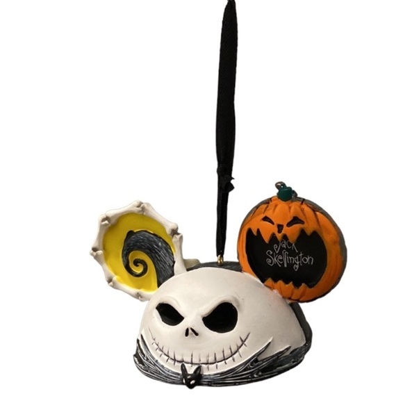 Vintage Disney Jack Skellington and Zero Mickey Mouse Ear Hat Ornament - Picture 1 of 12